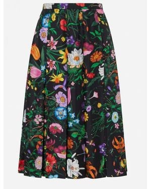Gucci Floral Print Pleated Midi Skirt - Multicolour