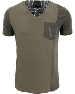 Armani Jeans V-Neck Short-Sleeved T-Shirt - Green