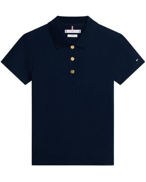 Tommy Hilfiger Button-Up Polo Top - Blue