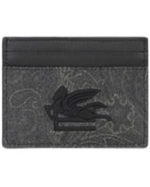 Etro Pegaso Embroidered Paisley Card Holder - Grey