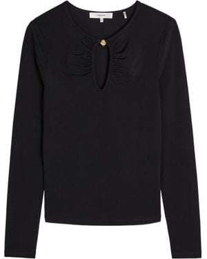 FRAME The Keyhole Stretch-Rayon Top - Black