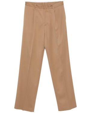 Lardini Pleated Straight-Leg Pants - Natural