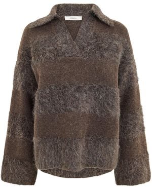 JOSEPH Knitted Collared Pullover - Brown