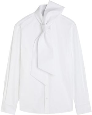 Saint Laurent Scarf-Effect Cotton-Poplin Shirt - White