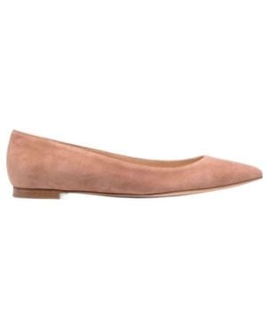 Gianvito Rossi Pointed Suede Ballerina Shoes - Pink