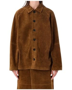Studio Nicholson Bowe Oversized Suede Jacket - Brown