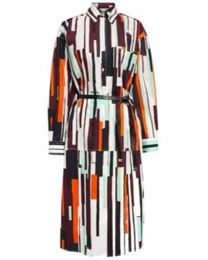 Plan C Printed Shirt Dress - Red