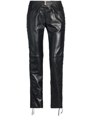 Isabel Marant Solid Colour Slim-Fit Leather Trousers - Black