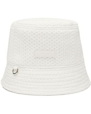 Jacquemus Le Bob Belo Cable Knit Bucket Hat - White