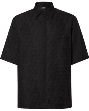 Fendi Ff Jacquard Short-Sleeved Shirt - Black