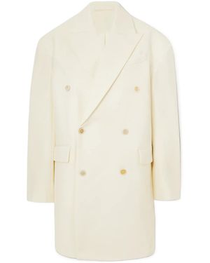Wardrobe NYC Oversized Double-Breasted Grain De Poudre Wool Coat - White
