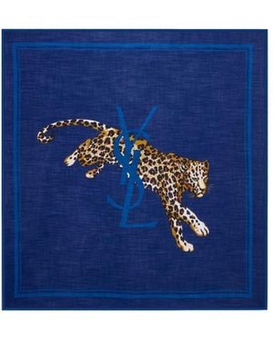 Saint Laurent Twill Wool Square Scarf - Blue