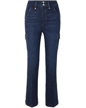PAIGE High-Rise Flared Cargo Jeans - Blue