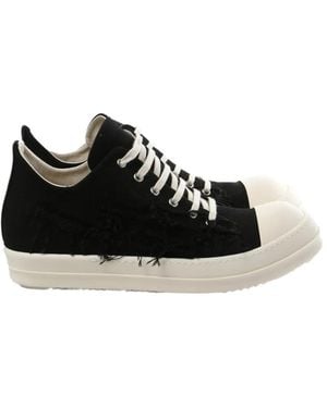 Rick Owens Temple Distressed Low Trainers - Black