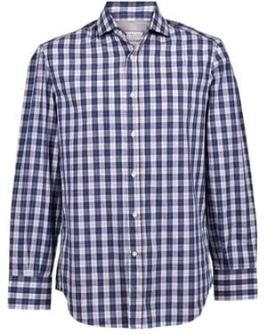 Brunello Cucinelli Checked Cotton Shirt - Blue