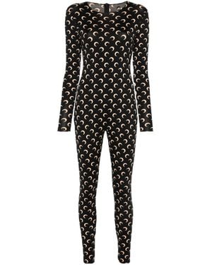 Marine Serre Crescent Moon Printed Crewneck Jumpsuit - Black