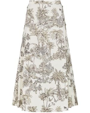 Dior Iviera Mid-Length Flared Skirt - White