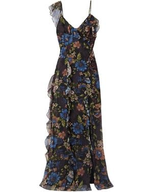 Veronica Beard Madeline Ruffled Floral-Print Silk-Voile Maxi Dress - Black