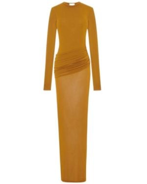 Saint Laurent Long Draped Dress - Metallic