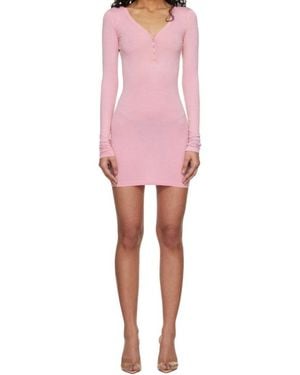 Skims Ribbed Henry Collar Mini Dress - Pink