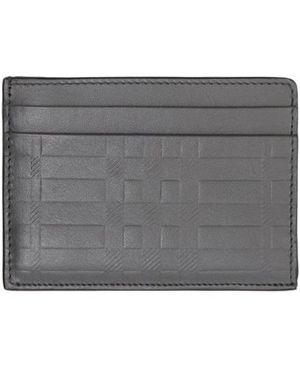 Burberry Embossed Leather Cardholder - Grey