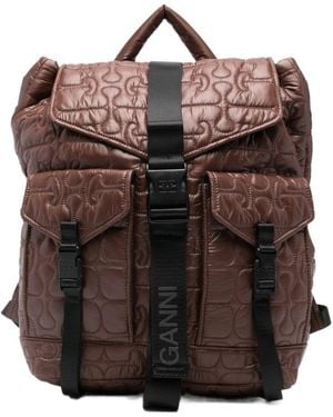 Ganni Quilted Backpack - Black
