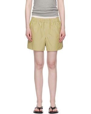 Ami Paris Khaki Cotton Elasticated Shorts - Yellow