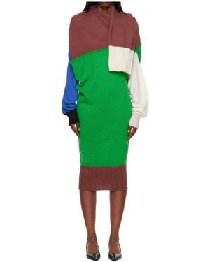 Issey Miyake Color-Blocked Knit Dress - Green