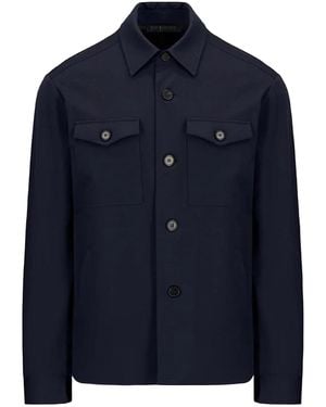 Harris Wharf London Long-Sleeved Shirt Jacket - Blue