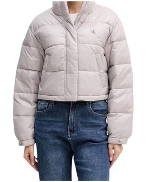 Calvin Klein Shine Crop Puffer Coat - Blue
