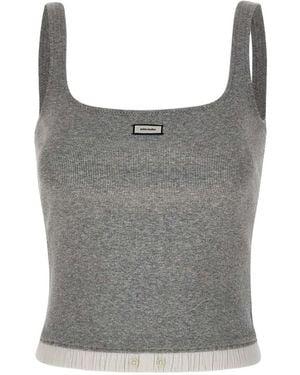 Entire studios Cropped Ribbed Knitted Top - Grey