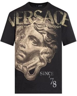 【VERSACE】送料/関税込 SHORT-SLEEVED ROUND NECK T-SHIRTS Versace Jeans Couture - Short-sleeved black cotton jersey T