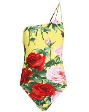 Dolce & Gabbana Floral-Print Swimsuit - White
