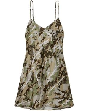 Amiri Camouflage-Print Satin Mini Dress - Green