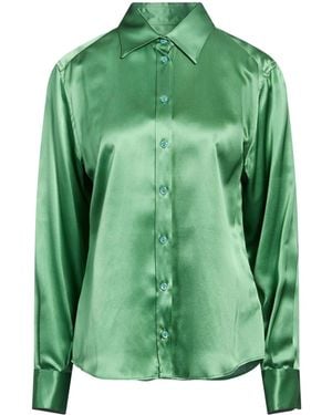 Dolce & Gabbana Solid-Color Satin Long-Sleeve Shirt - Green