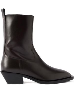 Aeyde Solid Color Leather Ankle Boots - Black