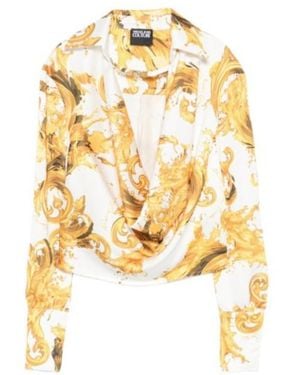 Versace Jeans Couture Long-Sleeve Baroque-Print Blouse - Metallic