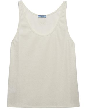 Prada Triangle-Logo Tank Top - Natural