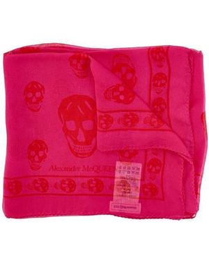 McQueen All-Over Skull-Print Scarf - Pink