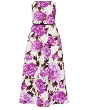 Max Mara Floral Cotton-Blend Faillé Midi Dress - Purple