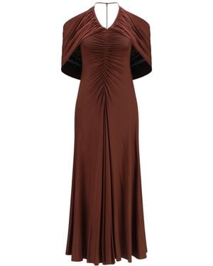 Self-Portrait V-Neck Dress - Brown