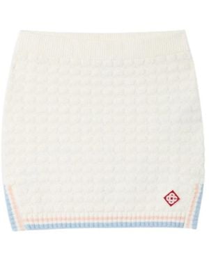 CASABLANCA Bouclé Logo-Trim Mini Skirt - White