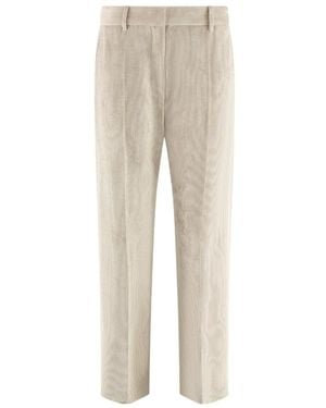 Brunello Cucinelli Corduroy Mid-Rise Wide-Leg Trousers - Natural