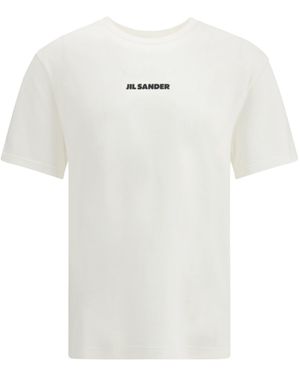 Jil Sander Logo Printed Crewneck T-Shirt - White