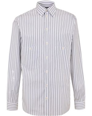 McQueen Striped Long-Sleeve Shirt - White