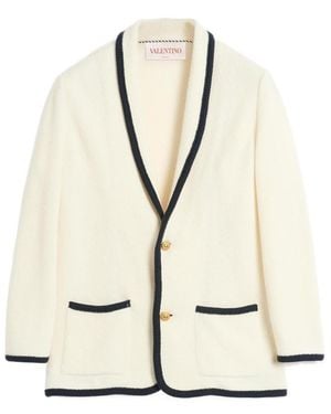 Valentino Single-Breasted Straigth Hem Cardigan - Natural