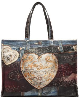 Acne Studios Denim-Patch Heart Top Handle Bag - Black