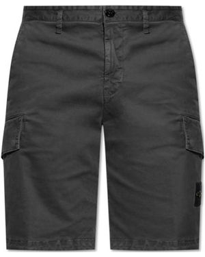 Stone Island Compass Patch Cargo Shorts - Grey