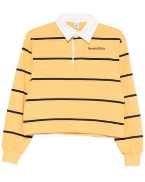Sporty & Rich Striped Polo Shirt - Metallic