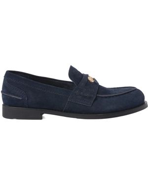 Miu Miu Logo-Debossed Suede Loafers - Blue
